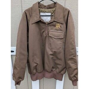 Vintage UPS United Parcel Service Uniform Pullover Jacket XL 1/4 Zip - READ DES!